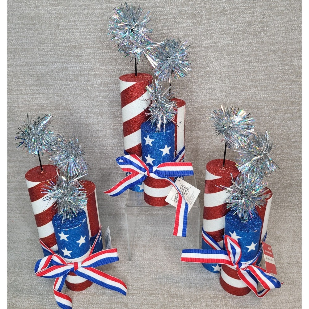 3 Ashland Firecracker 4th of July Tabletop Decorations Patriotic TNT New w Tags